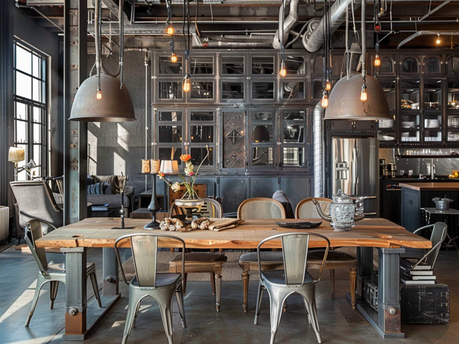 Najlepsze zestawy mebli jadalnianych w stylu loftowym.