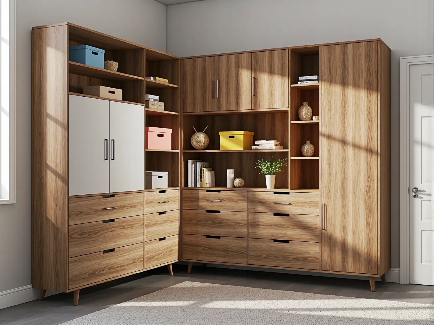 Komoda modułowa w nowej aranżacji, dostosowana do innego układu małego mieszkania.