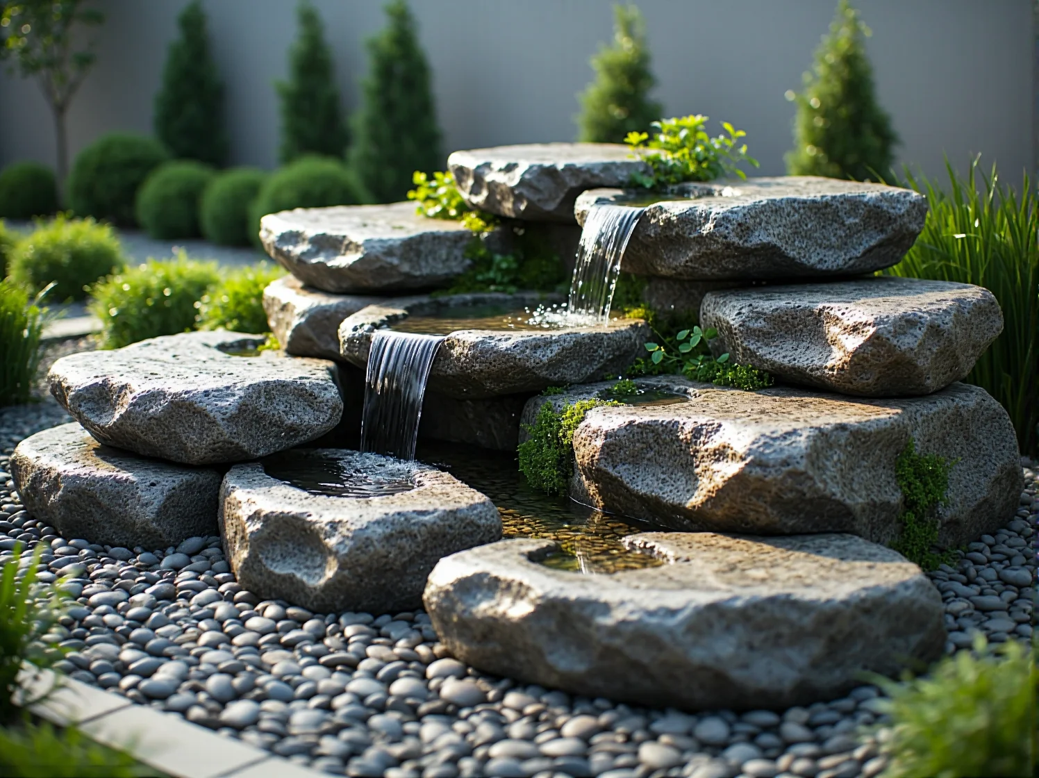 Nowoczesne donice z betonu architektonicznego i obrzeża ze stali corten. Minimalistyczne materiały w ogrodzie.