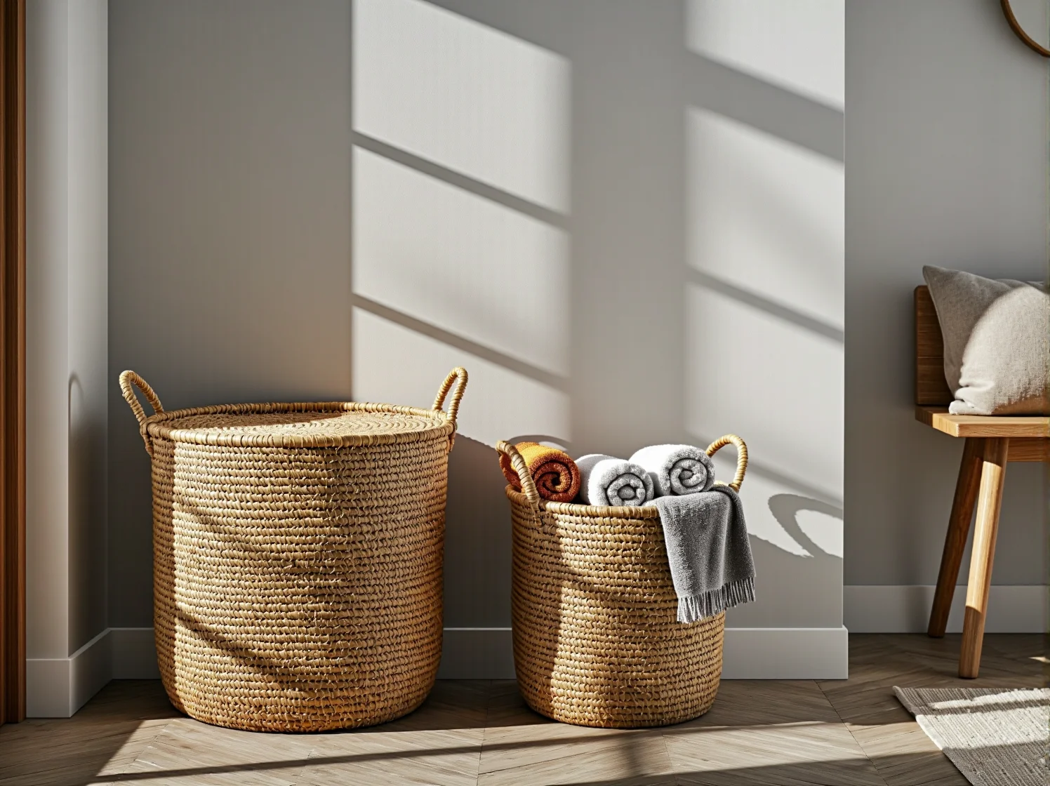 Aranżacja małego przedpokoju z białą, wąską szafką na buty, która oszczędza miejsce i rozjaśnia wnętrze.