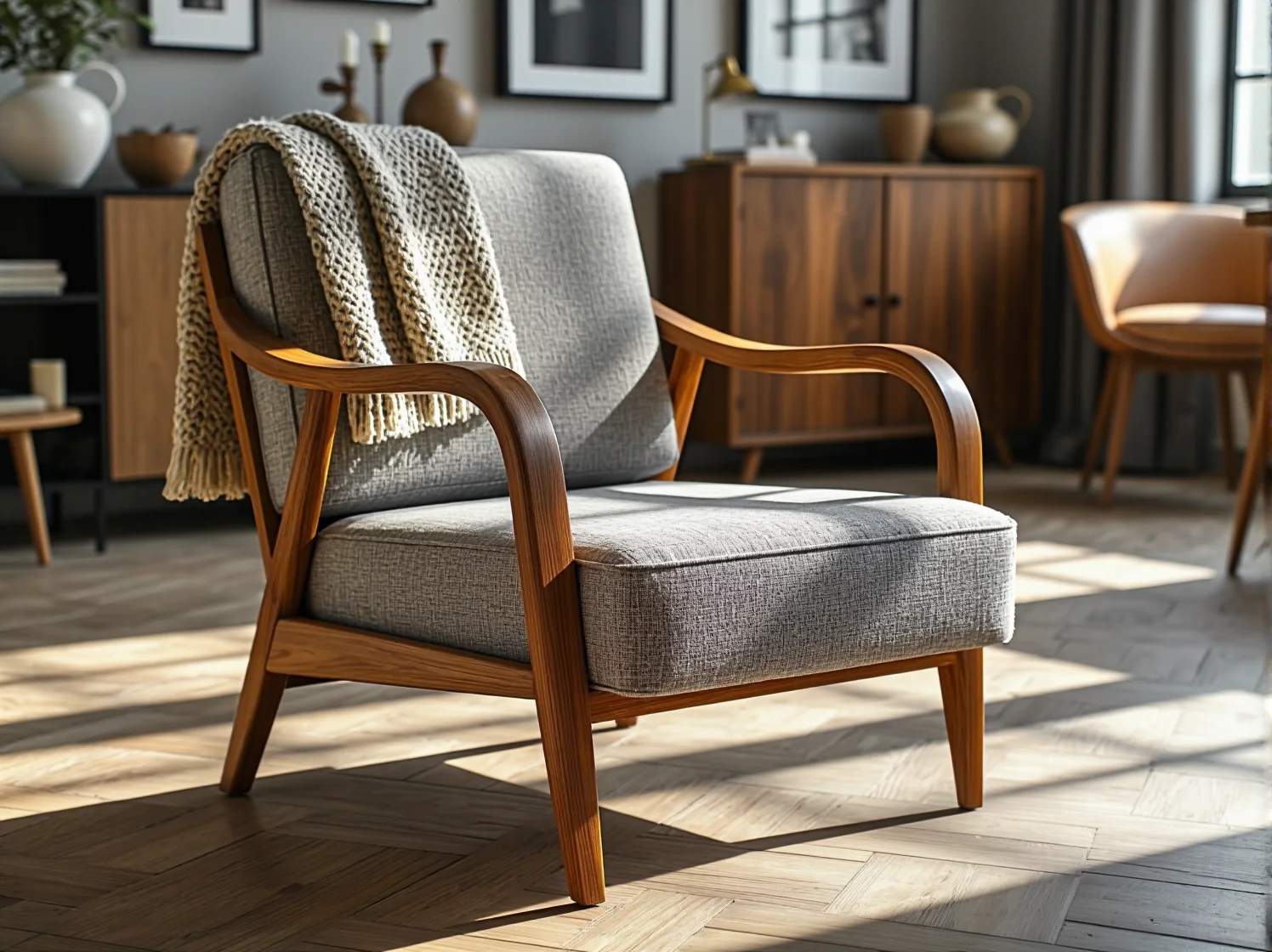 Zbliżenie na solidne, naturalne drewno – jedna z głównych cech charakterystycznych dla mebli w stylu vintage.