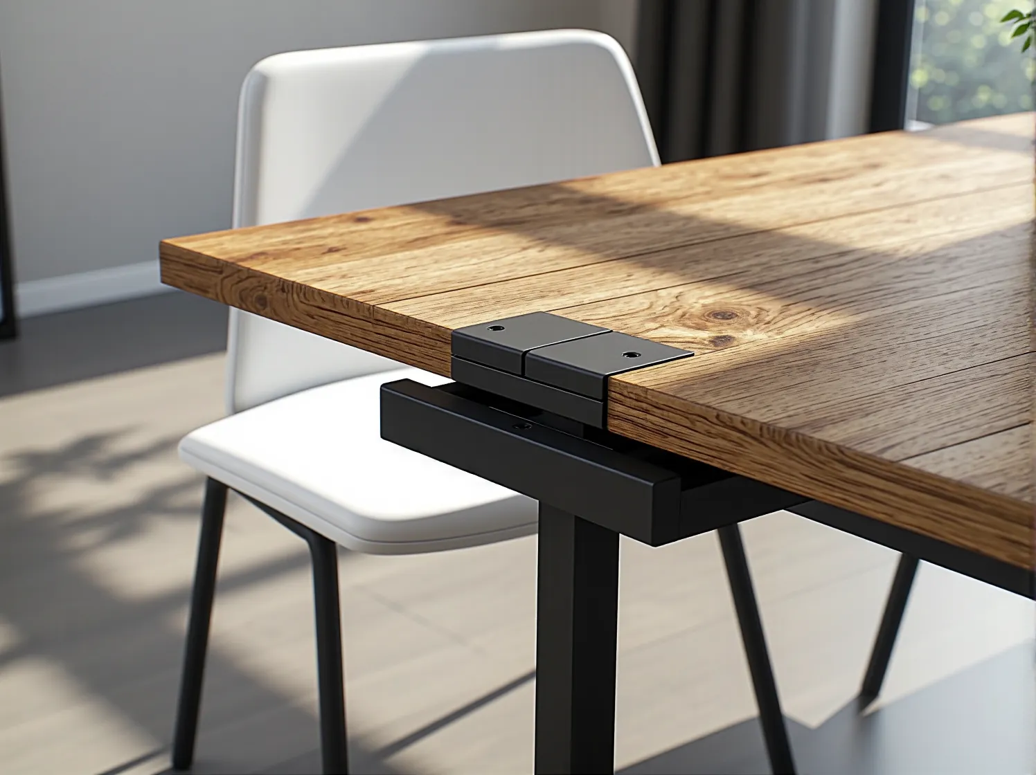 Ergonomiczne krzesła o odpowiedniej wysokości ustawione przy rozłożonym stole jadalnianym.