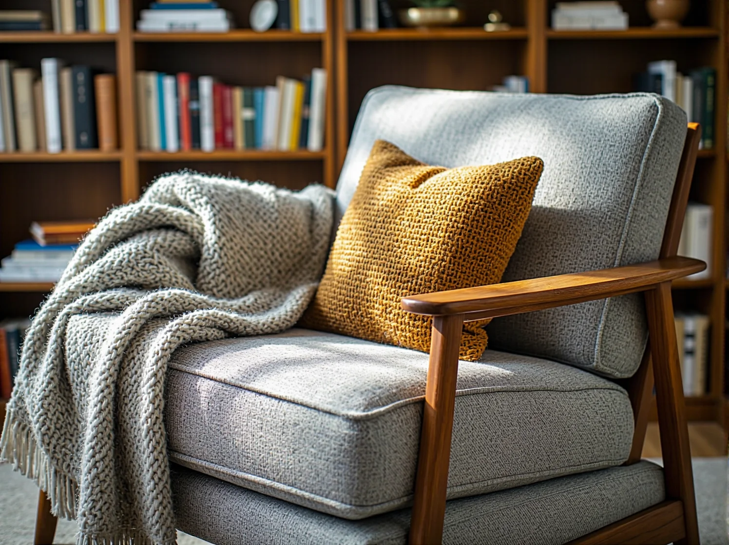 Elegancki fotel uszak w stylu vintage, idealny do czytania. Klasyczny design i komfort w salonowym wydaniu.