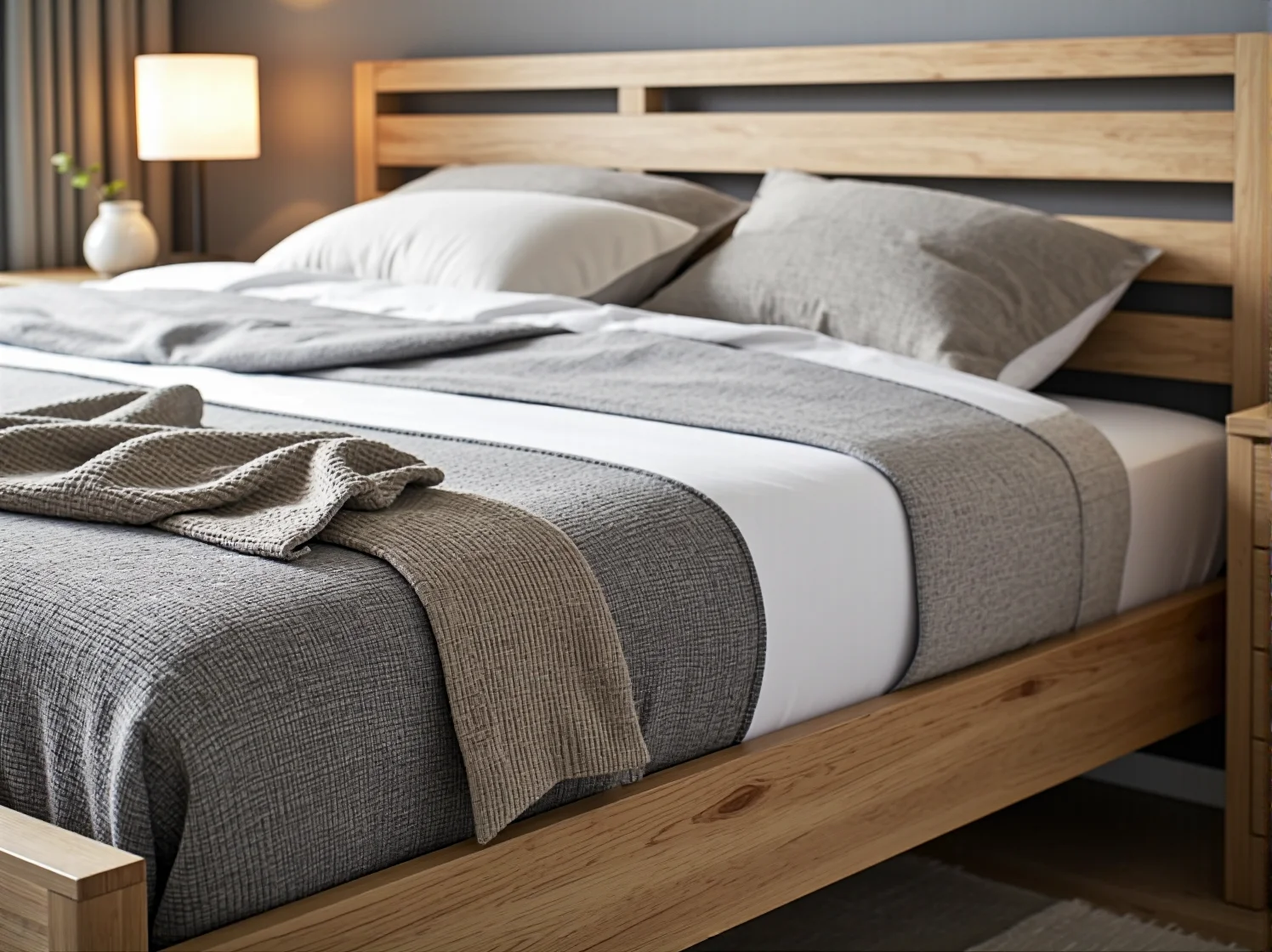 Dziecko siedzące na wygodnym łóżku z funkcją rosnięcia i barierką ochronną.