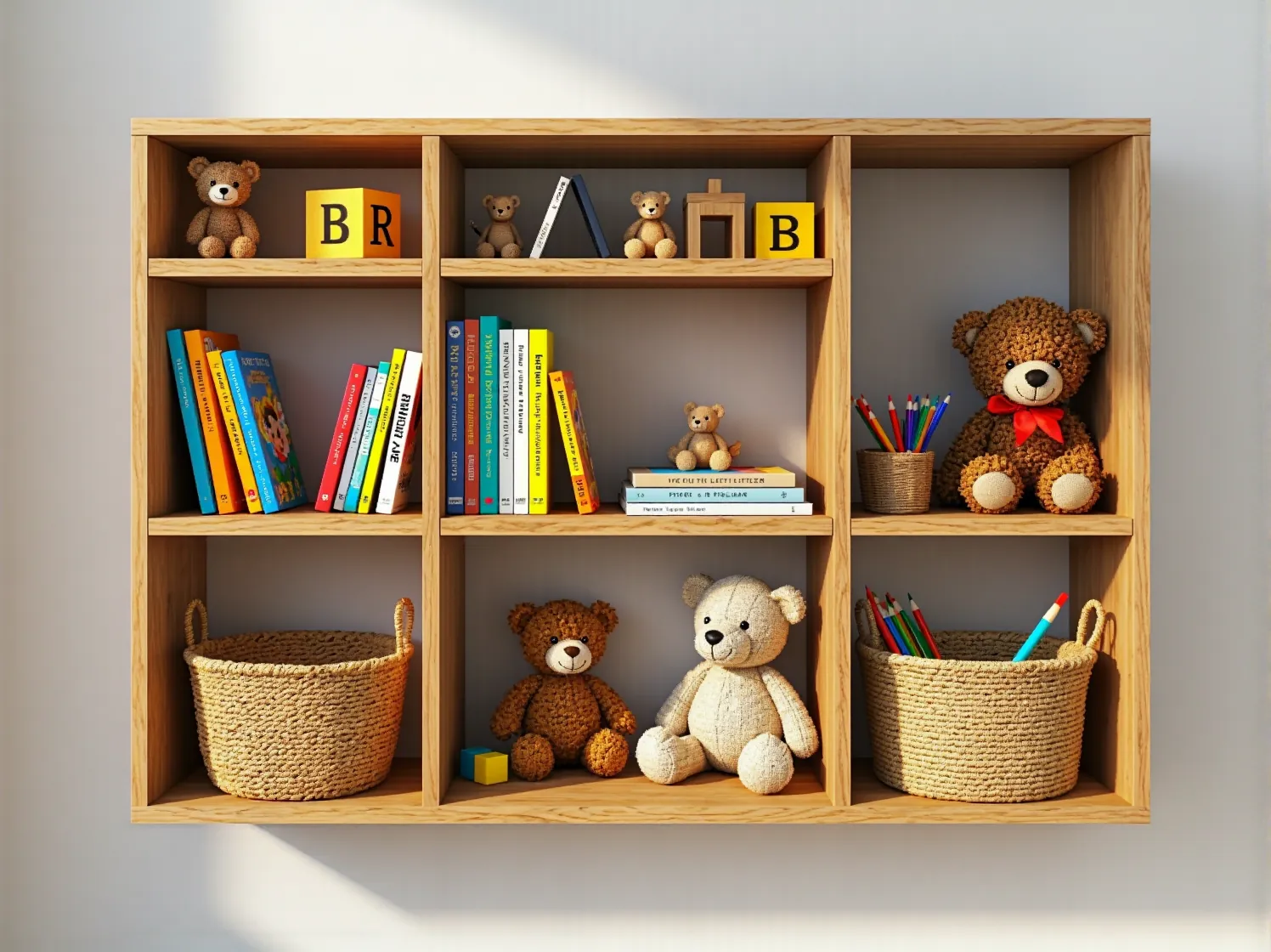 Funkcjonalne meble dla dziecka: białe biurko i drewniane łóżko domek w skandynawskiej aranżacji pokoju.