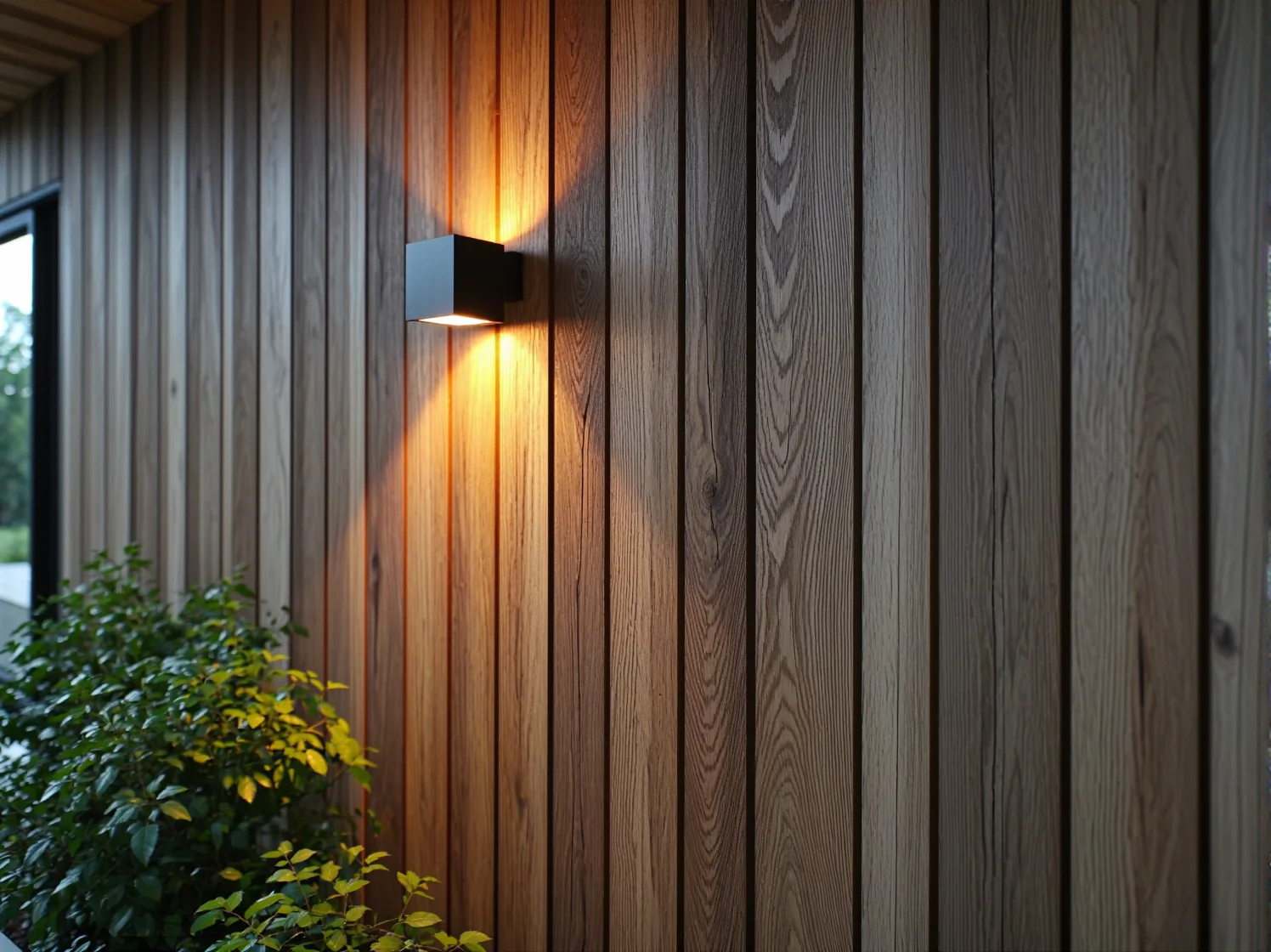 Eleganckie lampy zewnętrzne dopasowane do architektury drewnianego domu.