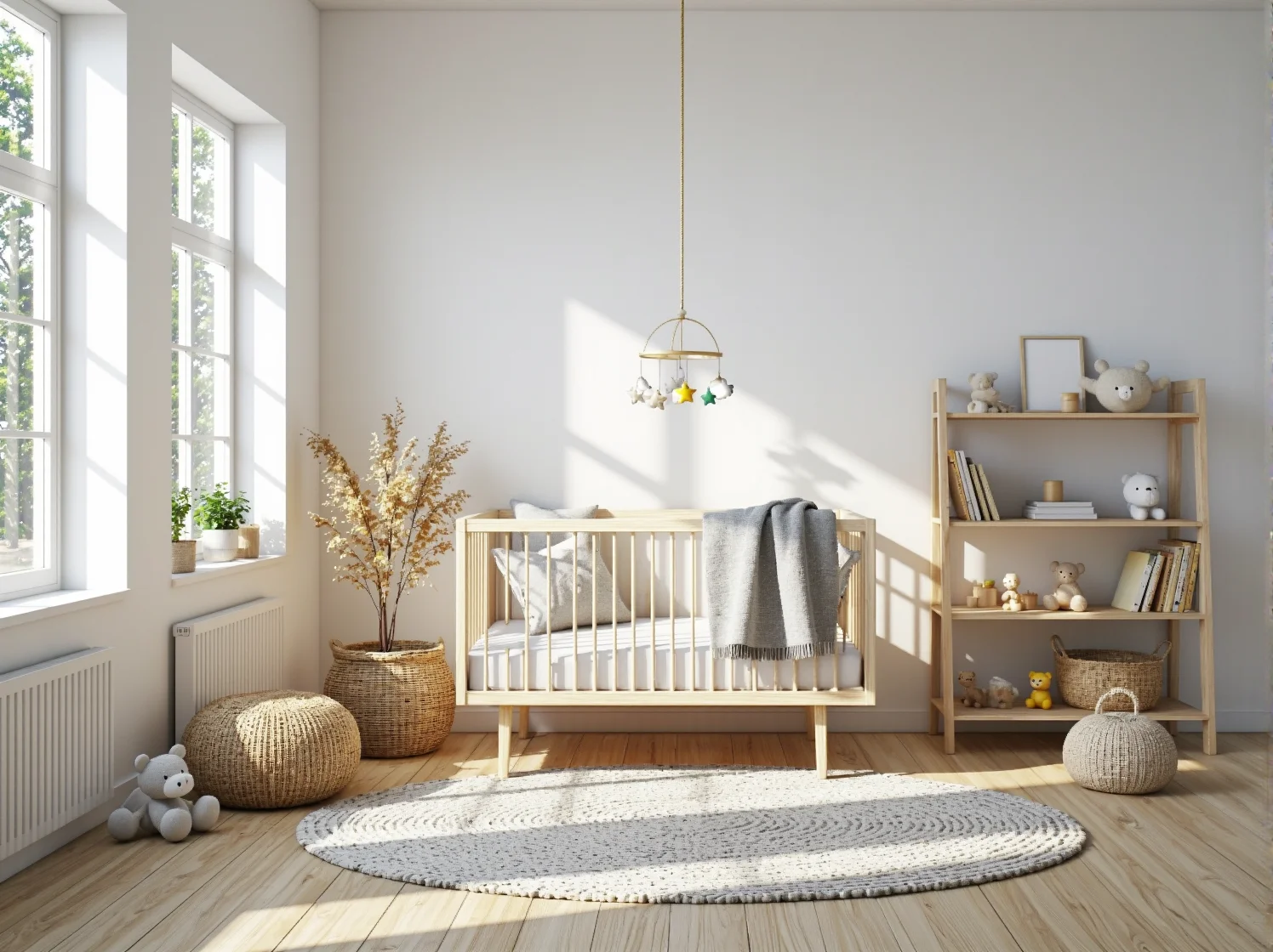 Drewniane łóżeczko niemowlęce sosna z regałem na zabawki