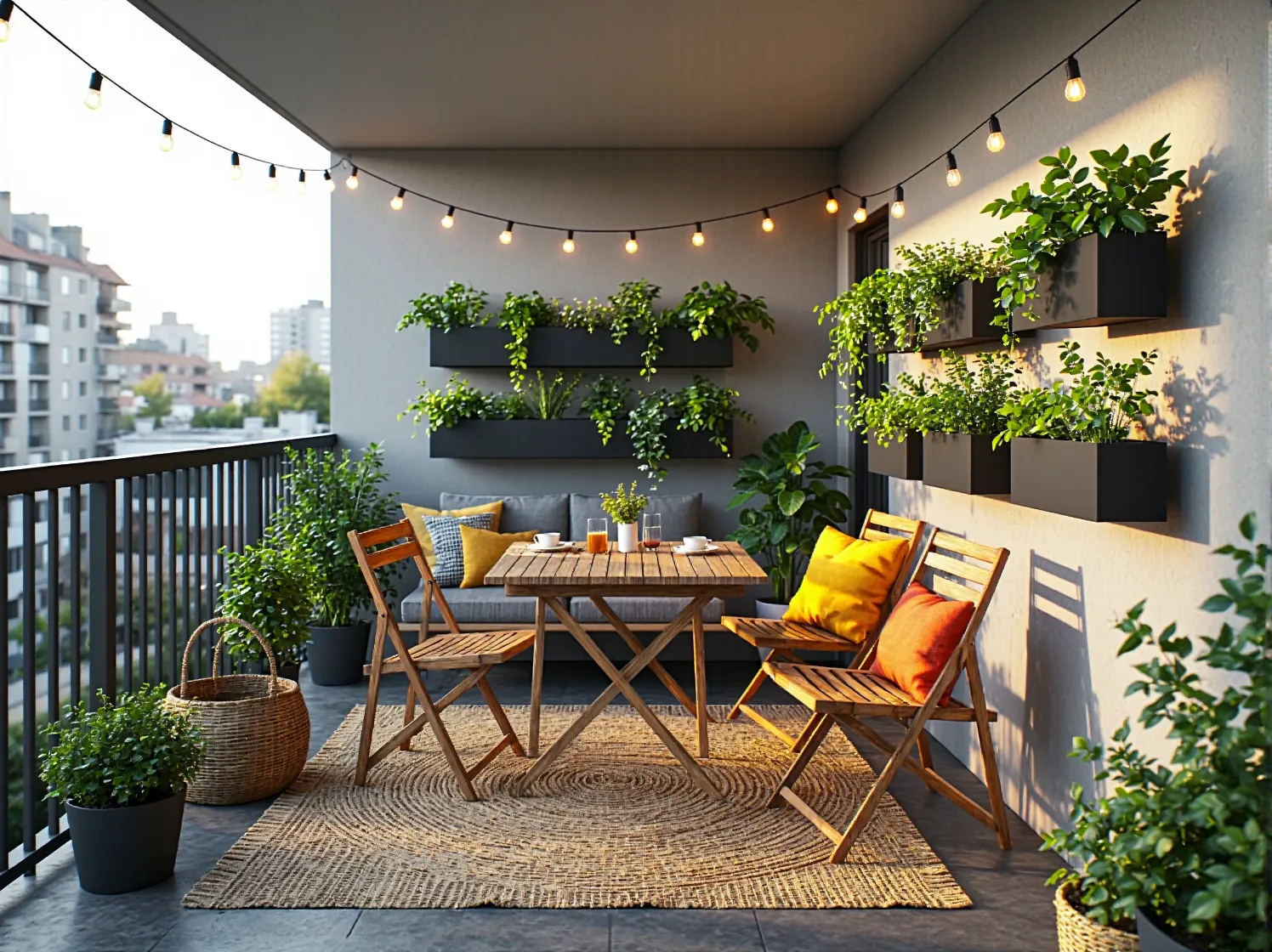 Składany zestaw balkonowy drewniany stół i krzesła