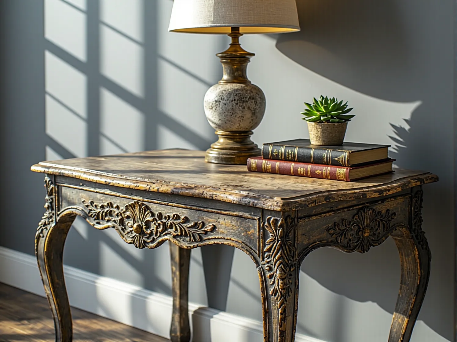 Stare, drewniane krzesło z przetarciami znalezione na targu staroci, czekające na renowację.