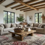 Rustykalny stolik kawowy z odzyskanego drewna z dolną półką