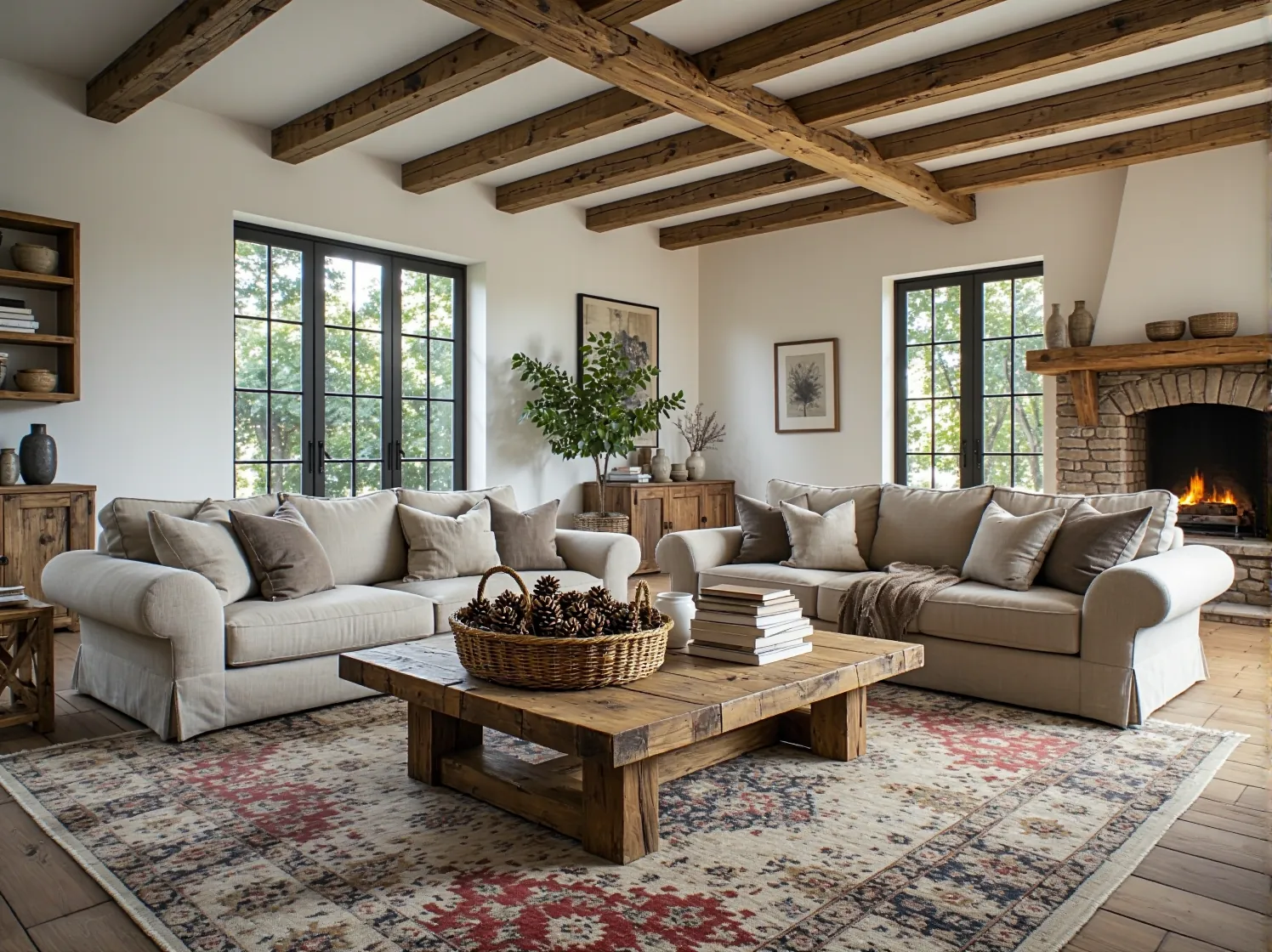 Rustykalny stolik kawowy z odzyskanego drewna z dolną półką