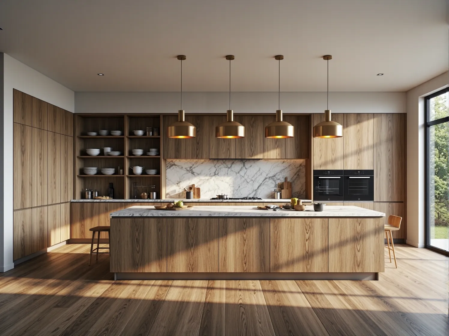 Nowoczesne lampy wiszące złote do kuchni w stylu skandynawskim