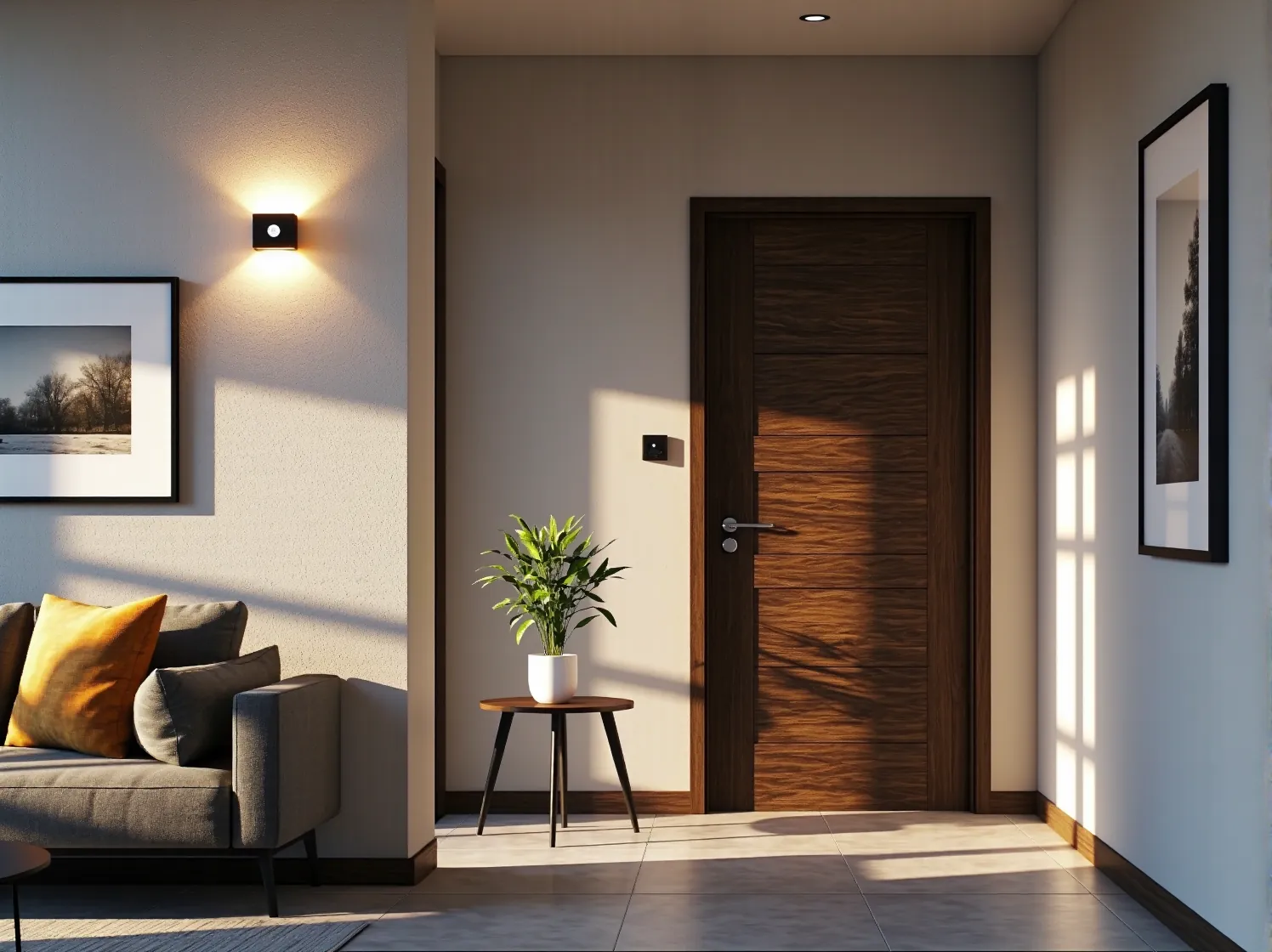 Kinkiet ścienny z czujnikiem ruchu w ciepłym odcieniu światła