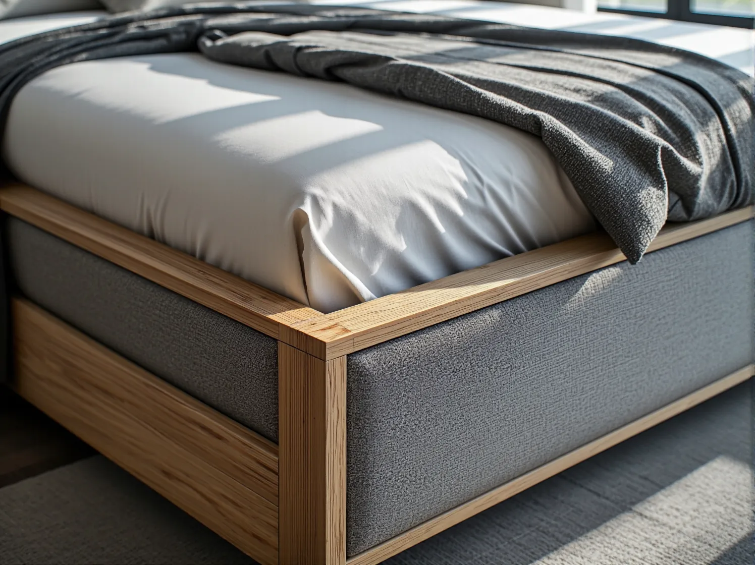 Personalizowane łóżko modułowe premium z aksamitnym obiciem w nowoczesnym wnętrzu.