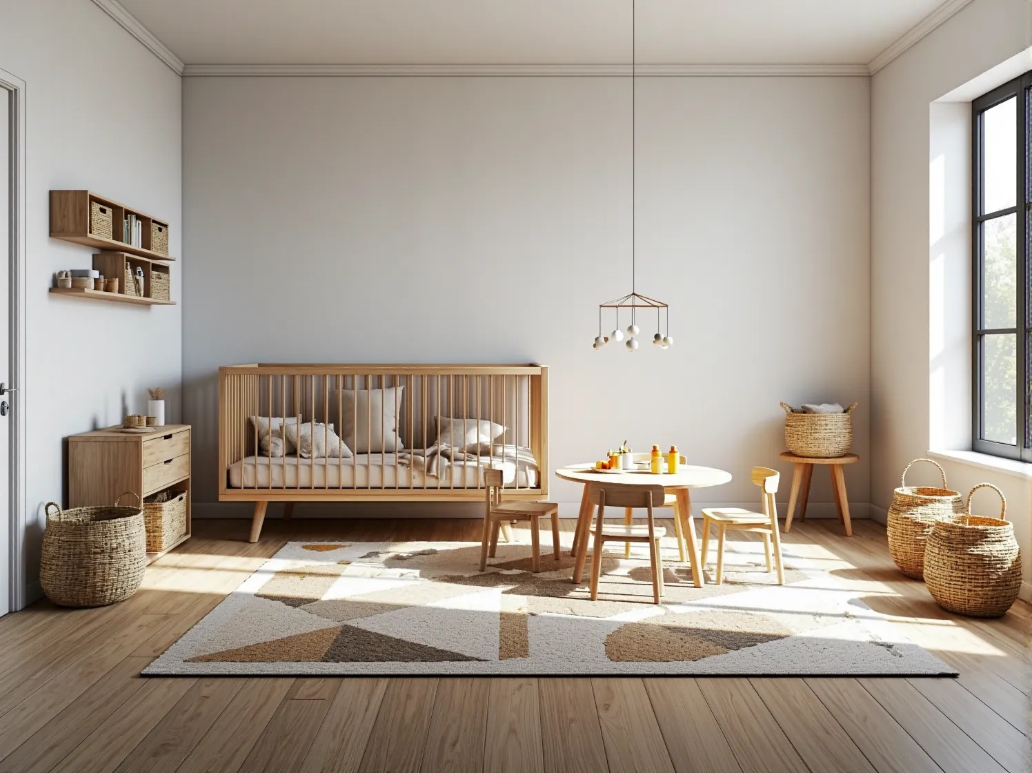 Łóżeczko dziecięce drewniane dąb naturalny w stylu skandynawskim