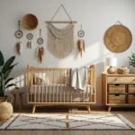 Łóżeczko niemowlęce drewniane z naturalnego drewna na nóżkach