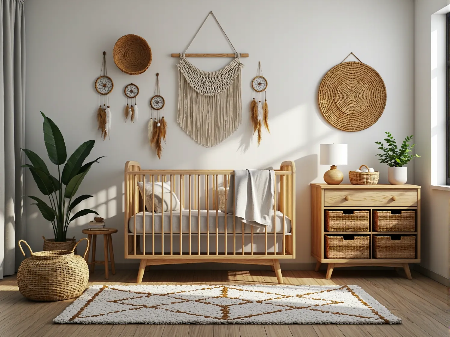 Łóżeczko niemowlęce drewniane z naturalnego drewna na nóżkach