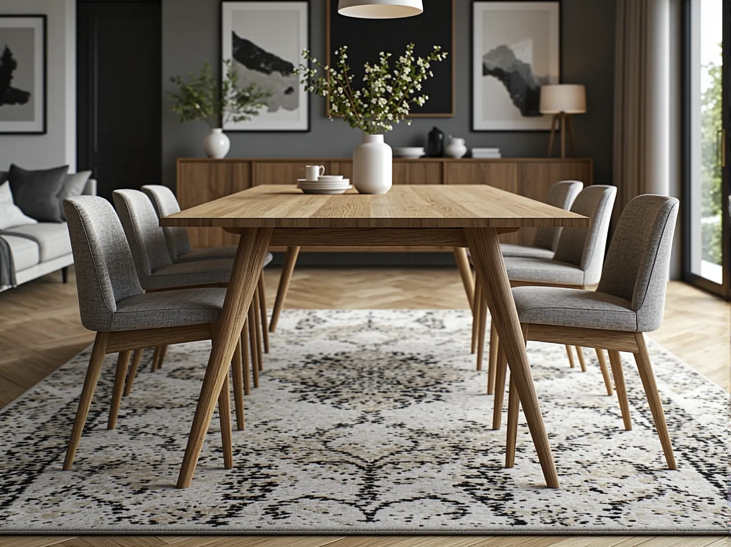 Okrągły stół skandynawski przed i po rozłożeniu – porównanie wielkości i dopasowania do przestrzeni.