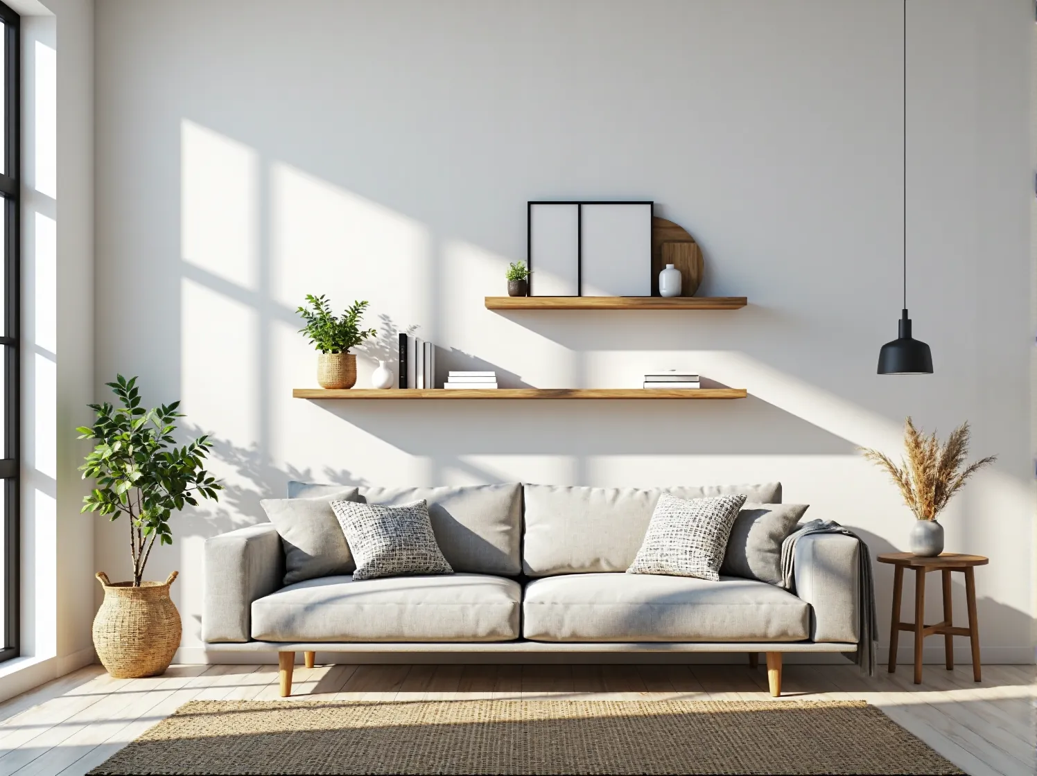 Drewniane półki wiszące dębowe w stylu skandynawskim