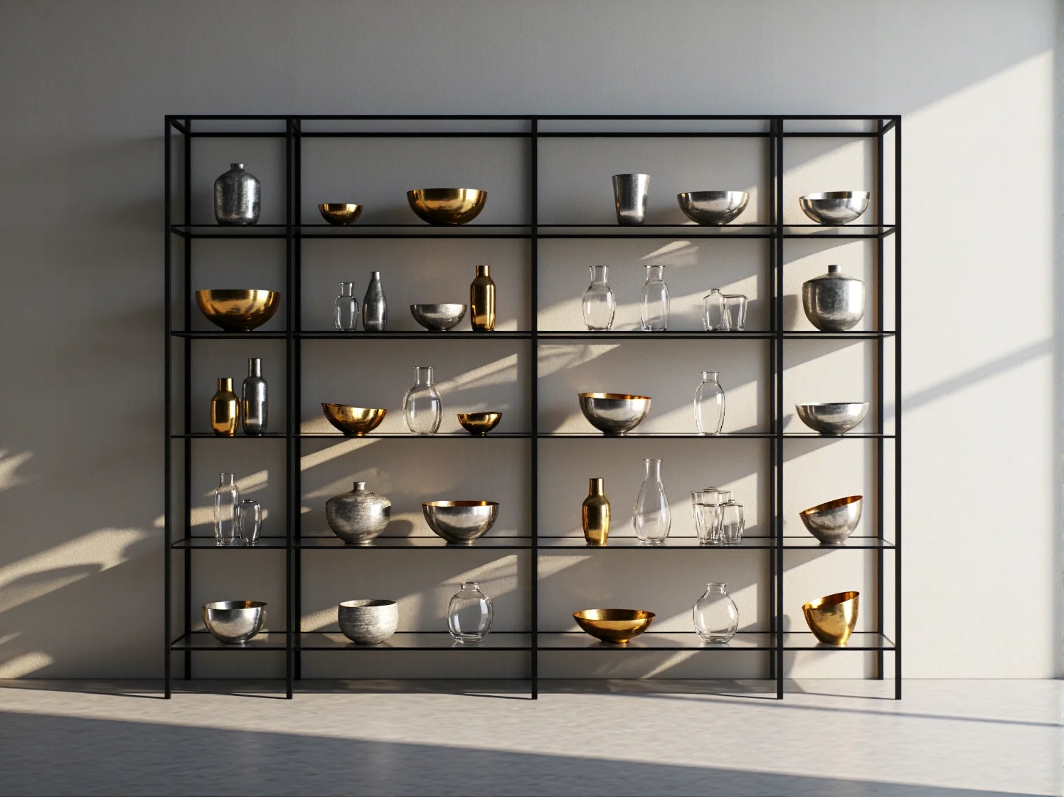 Jak zaaranżować regał w salonie glamour? Eleganckie dekoracje na półkach luksusowego mebla.