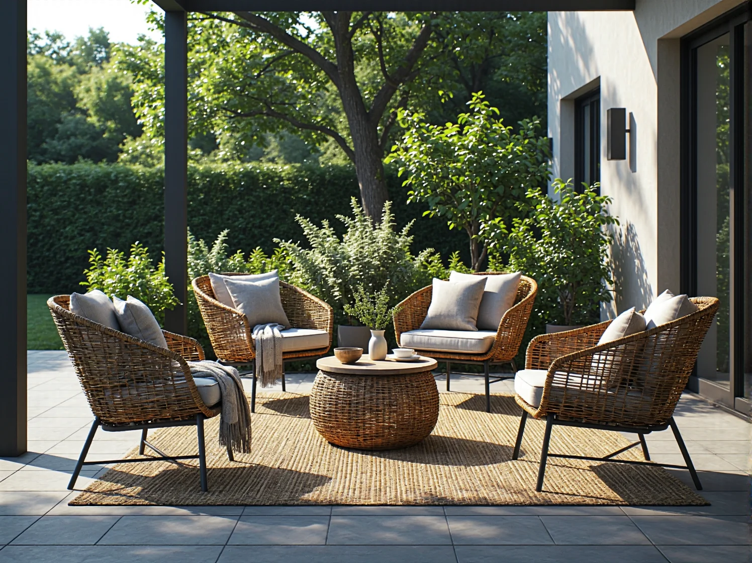 Zbliżenie na splot i teksturę naturalnego rattanu. Prawidłowa renowacja i dbanie o meble rattanowe.