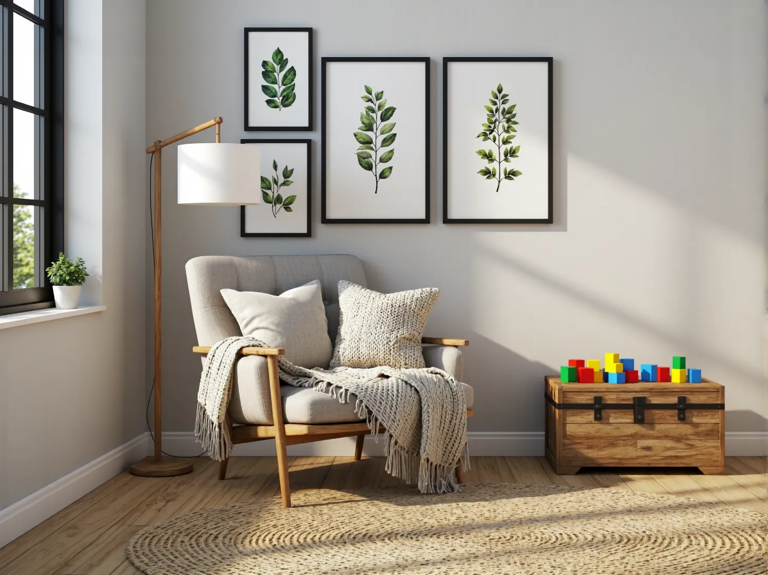 Stylowa, rustykalna komoda z litego drewna w pokoju dziecka. Praktyczne i trwałe meble do przechowywania.