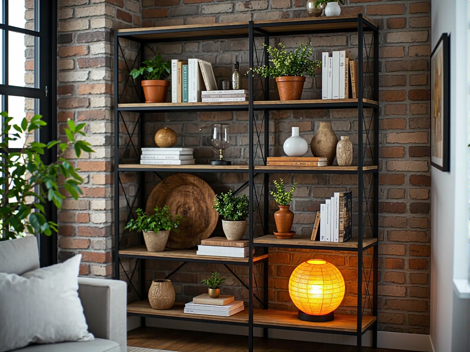 Stół industrialny z krzesłami w małej jadalni. Meble loftowe oszczędzające miejsce.