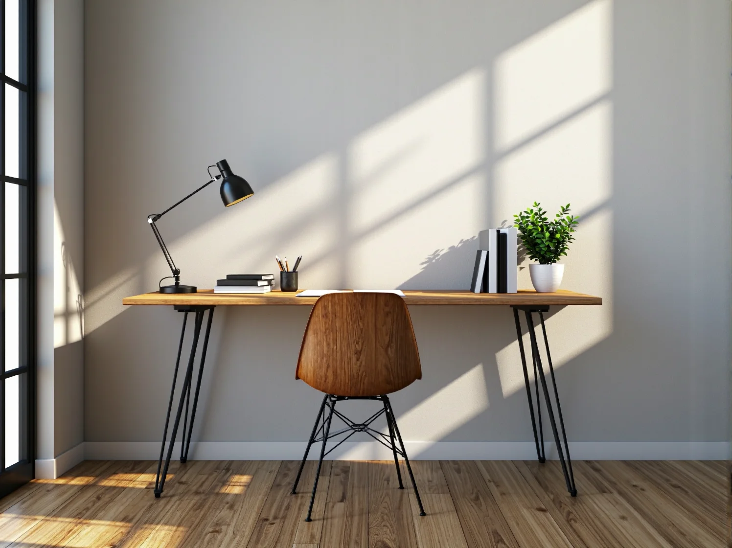 Sypialnia loftowa z łóżkiem z metalową ramą na tle ściany z cegły. Inspiracja.