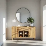 Szafka na buty dąb craft z szufladą i otwartymi półkami