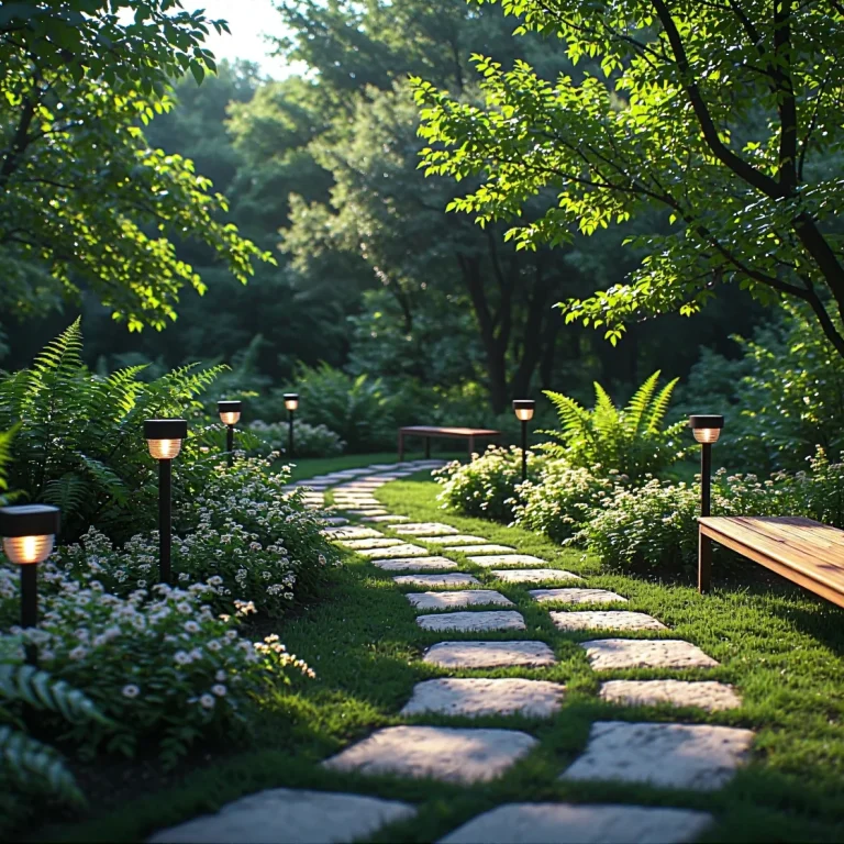 Lampy solarne ogrodowe czarne na metalowych słupkach wzdłuż ścieżki