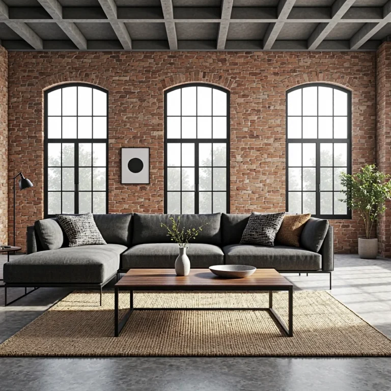 Narożna sofa grafitowa w stylu loftowym z poduszkami