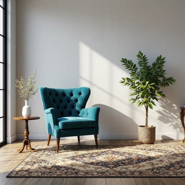 Fotel uszak turkusowy welurowy z pikowanym oparciem na drewnianych nóżkach