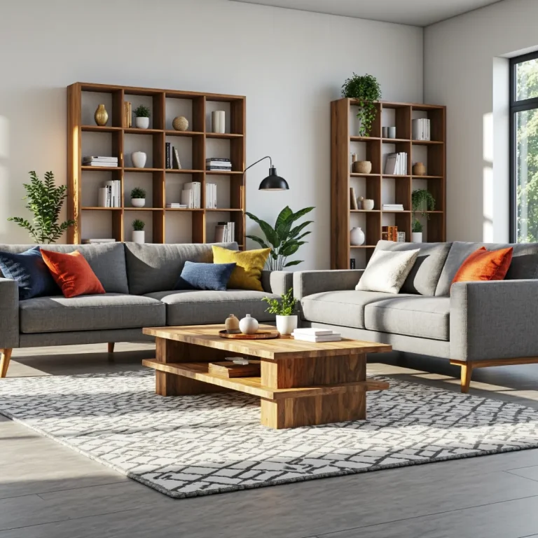 Drewniany regał otwarty orzech z kwadratowymi przegródkami